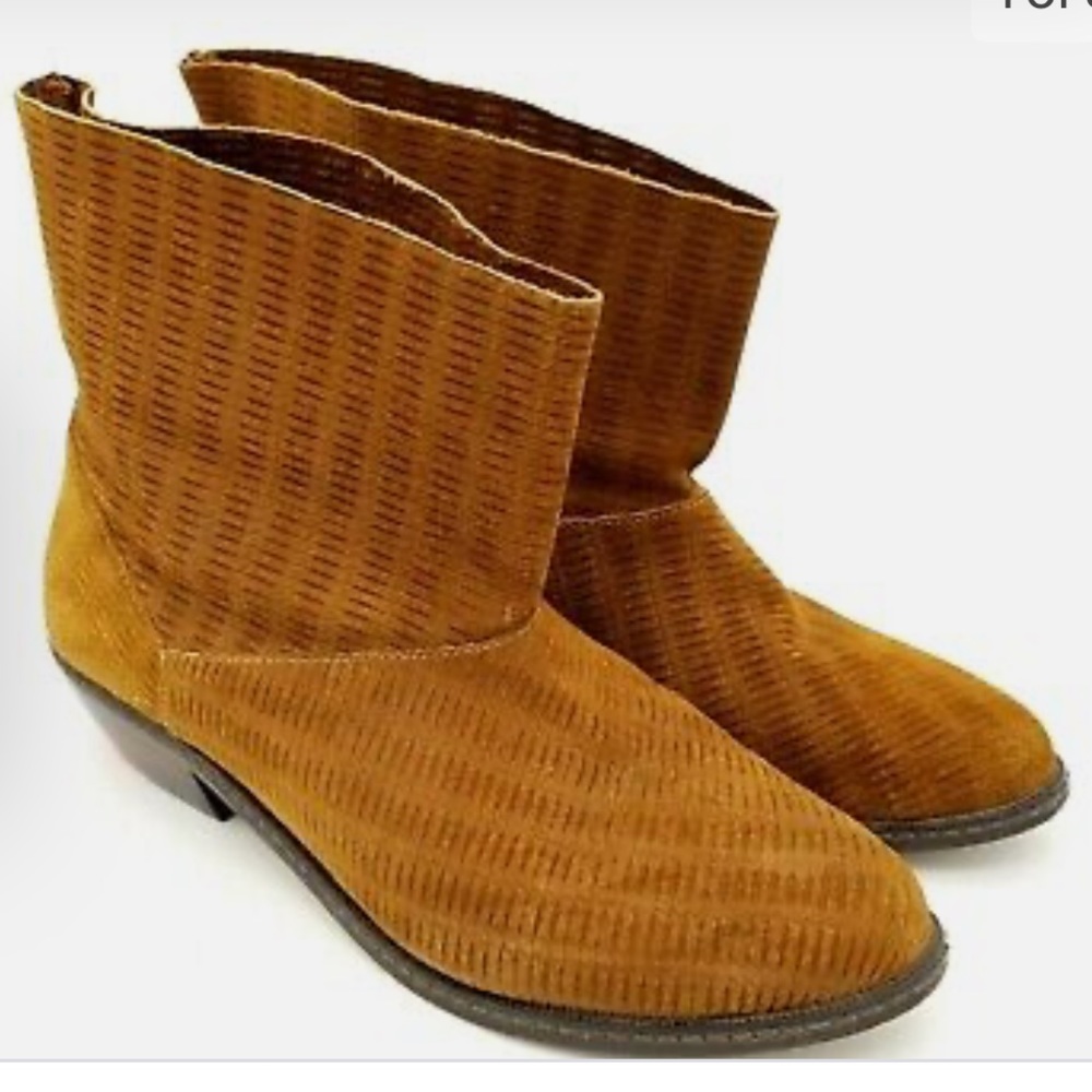 JOE'S JEANS Rust Brown Textured Nubuck Suede Leather Ankle Boots Size 6-1/2